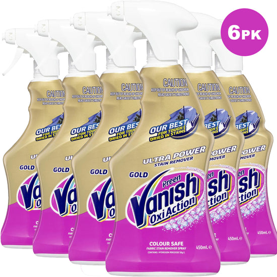 Vanish Preen Gold Oxi Action Spray Fabric Stain Remover 6 Pack x 450mL