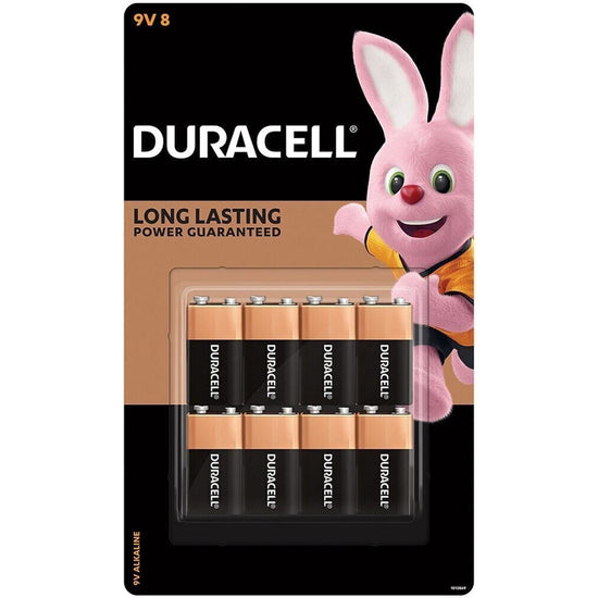 Duracell 9V Volt Alkaline Battery 8 Pack - Long Lasting Power Guaranteed Energizer Batteries