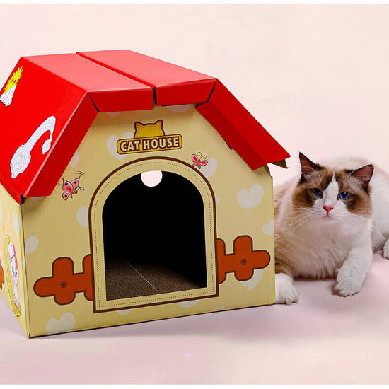 New Cat Scratcher Cardboard Happy Post Board House For Cat Kitten