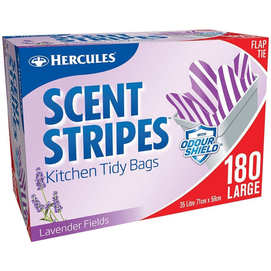 Hercules Scent Stripes Flap Tie Kitchen Tidy Garbage Bags 35L Large 71xcm - 252 PCS