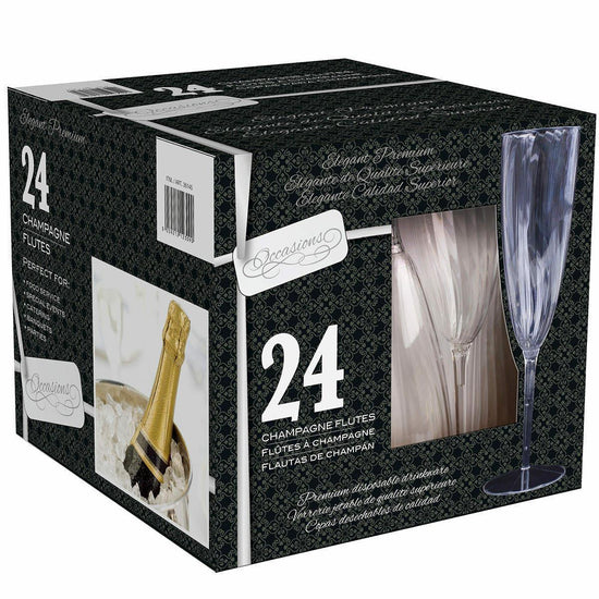 Elegant Premium Disposable Plastic Wine Champagne Drink Glasses - 24 PCS