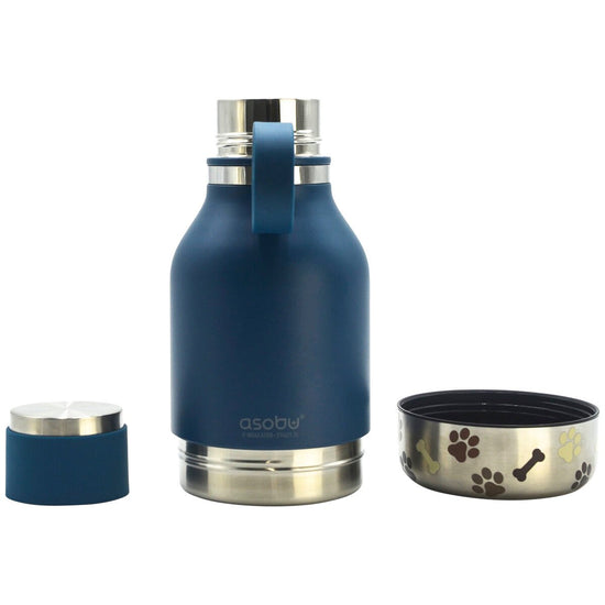 Asobu Stainless Steel Dog Bowl 360ml and Bottle 1.1L - Blue