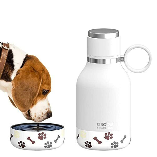 Asobu Stainless Steel Dog Bowl 360ml and Bottle 1.1L - White