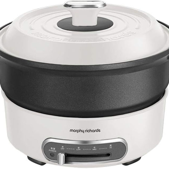 Morphy Richards Round 1400W Non-Stick Electric Multi-Function Cooker Pot White - Versatile and Efficient Kitchen Appliance
