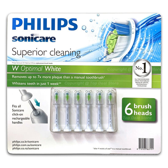 New 6PCS Philips Sonicare W Optimal White Replacement Electric toothbrush heads