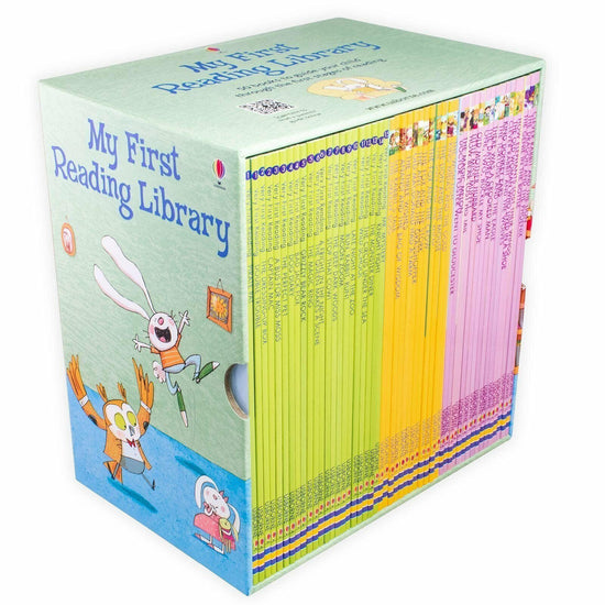 Usborne My Very First Reading Library 50 Paperback Picture Books kids leaning